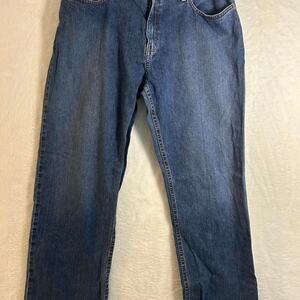 blue straight leg jeans with a relaxed fit 36 x 30